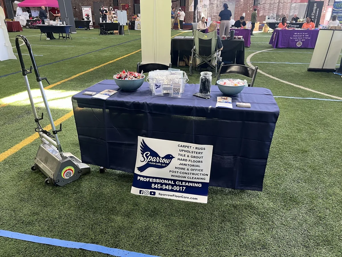 Sparrow Floor Care booth at a community event in Orange County