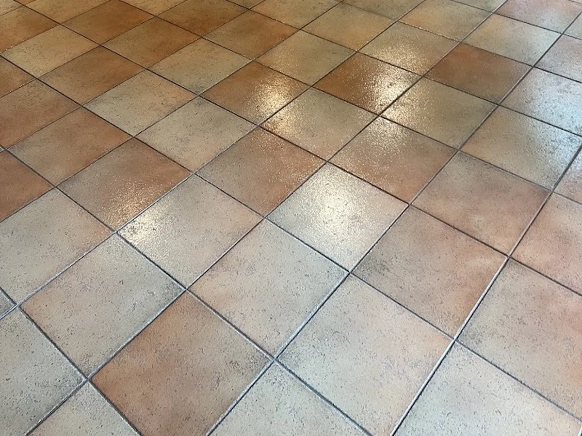 Terracotta tile floor after tile and grout cleaning